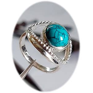 Warding The Evil Eye Sterling Ring - Turkis for engroshandel hos Crystal Earth Sterling