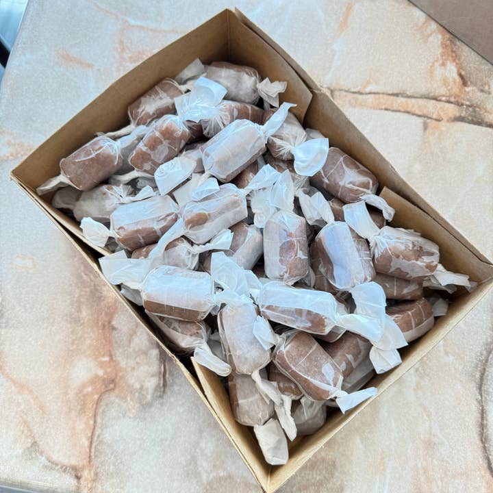 Old Fashioned Hand-Made Caramels Individually Wrapped in a Bulk Box of 112 Pieces for wholesale by Sweet Mona's