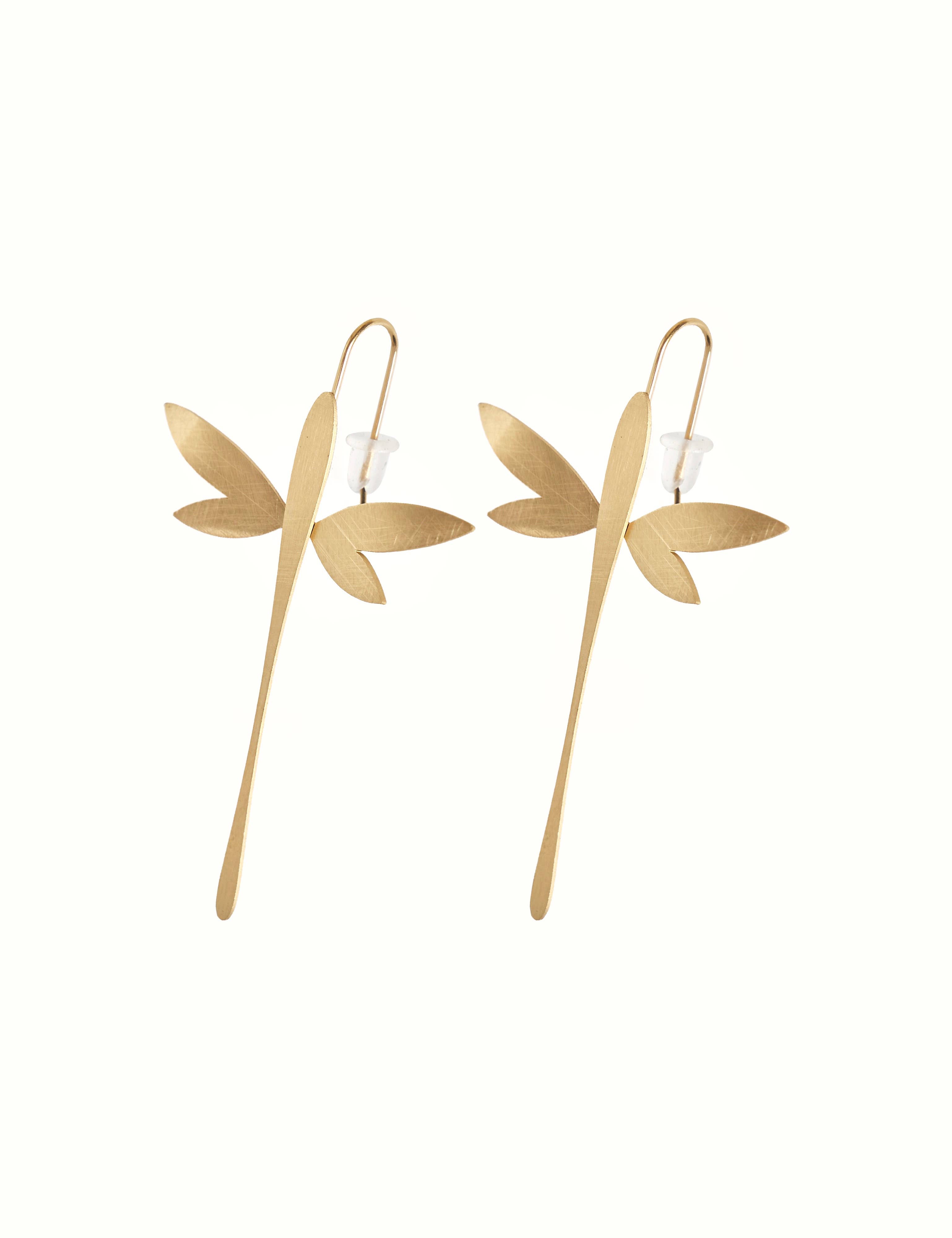 Cassette Barcelona - Wholesale Hangende/ronde oorbellen - Matte gouden oorbellen met libel