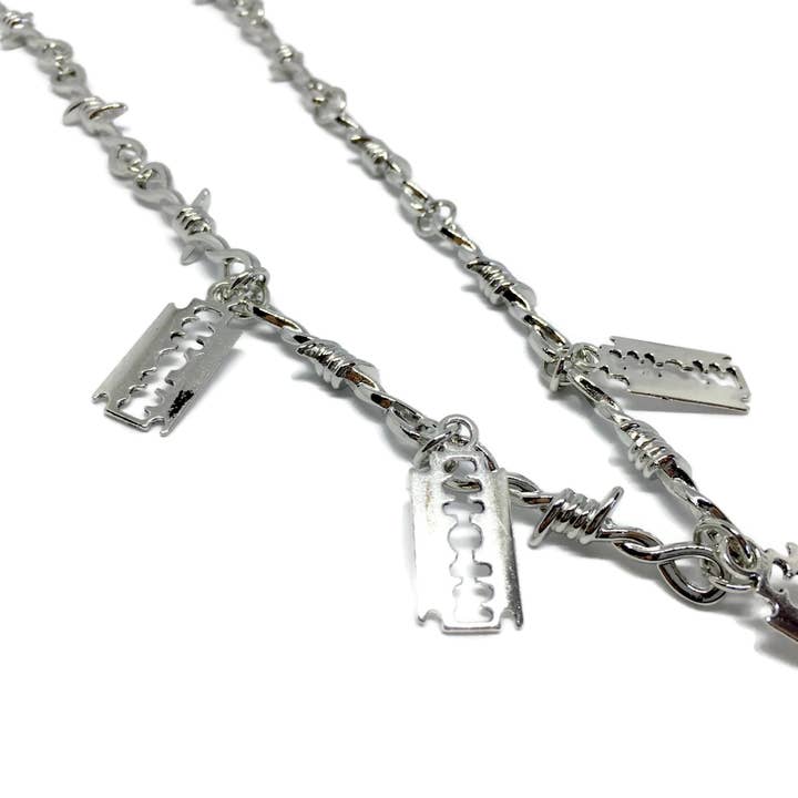 Gifts From The Crypt - Wholesale Pendant/Charm Necklace - Barbed Wire Razor Blade Necklace Thorn Spikes Gothic Grunge3