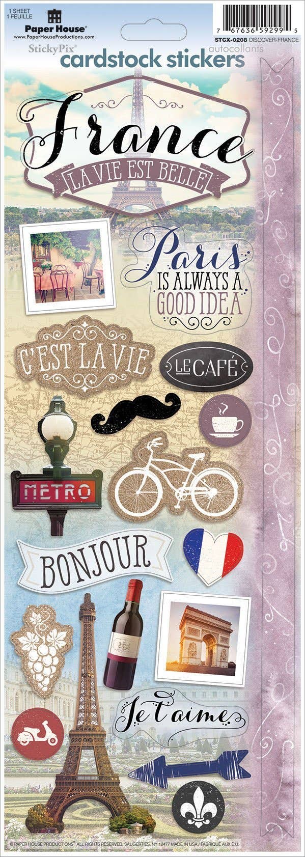 Paper House Productions - Wholesale Sticker - Discover-France Cardstock Sticker0