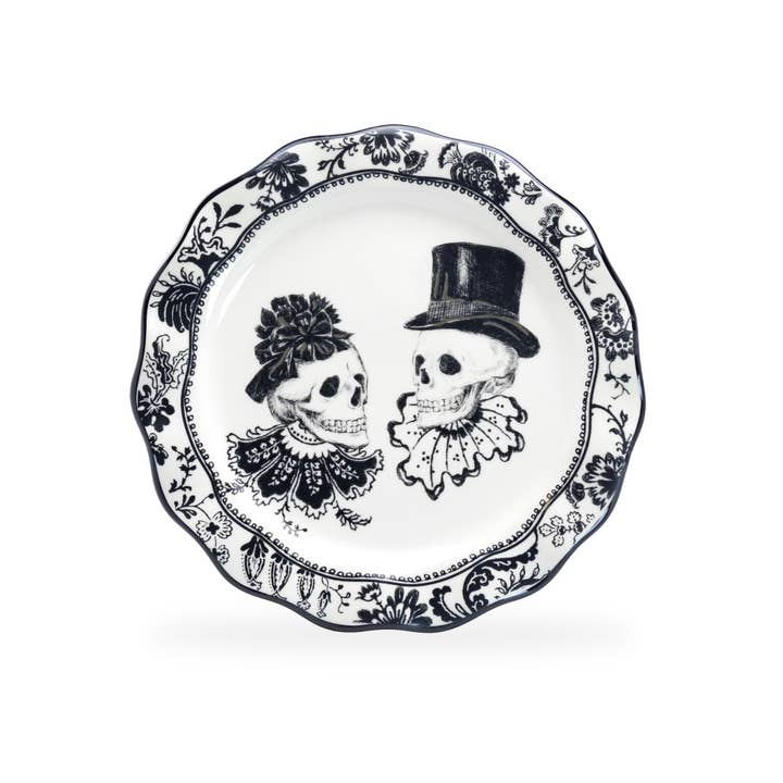 Grace Teaware - Wholesale Salad Plate - 8.5" Halloween Skulls Dessert / Salad Plate