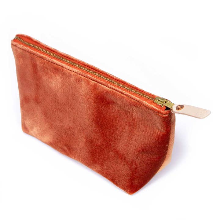 General Knot & Co. – wholesale Clutch bag – women's – Velvet Travel Clutch- Papaya