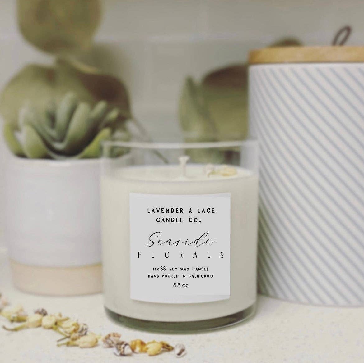 Lavender & Lace Candle Co - Wholesale Jar/filled candle - Seaside Florals Candle1