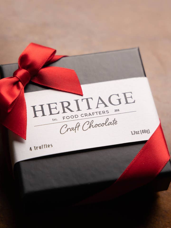 4-Piece Chocolate Truffle Box Amenity for wholesale by Heritage Food Crafters