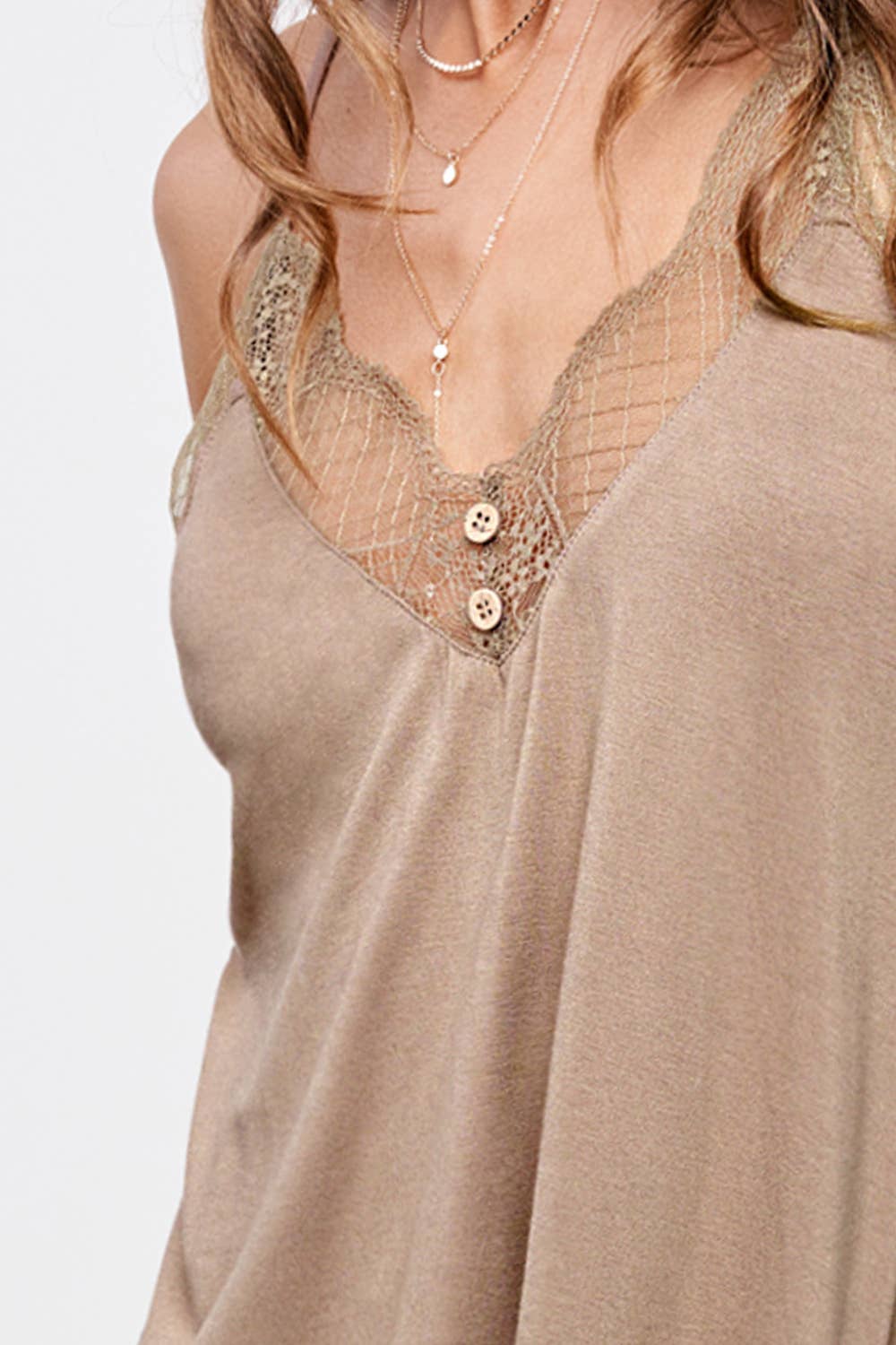 La Miel - Vendita all'ingrosso Canotta - Donna - Canotta con bottoni in tessuto elasticizzato con design in pizzo HBT763216