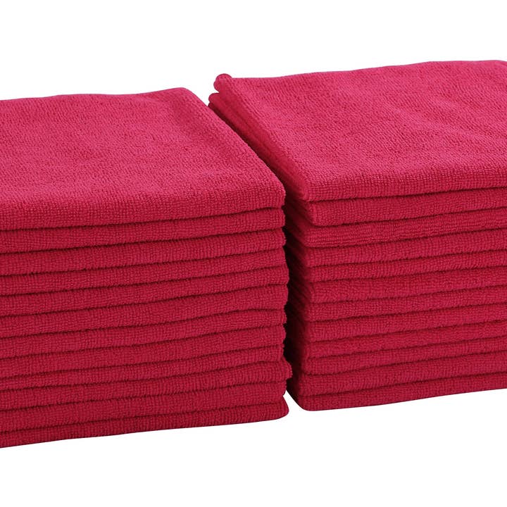 Everplush - Wholesale Cleaning Cloth - Commercial Microfiber Cleaning Cloths, 12 Pack - Red6
