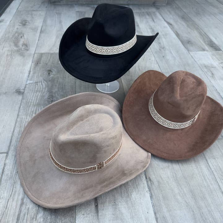 Fashion Vegan Suede Cowboy Hat – Timeless Western Style! for wholesale by One and Only Accessories
