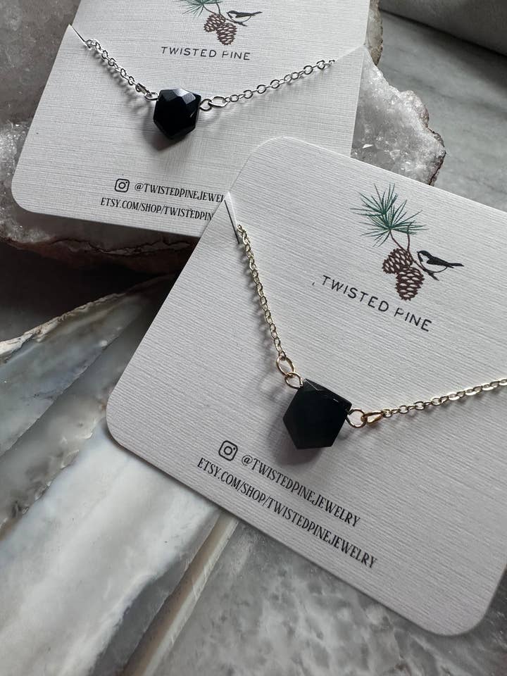 MINI SHIELD NECKLACE - onyx for wholesale by Twisted Pine Jewelry