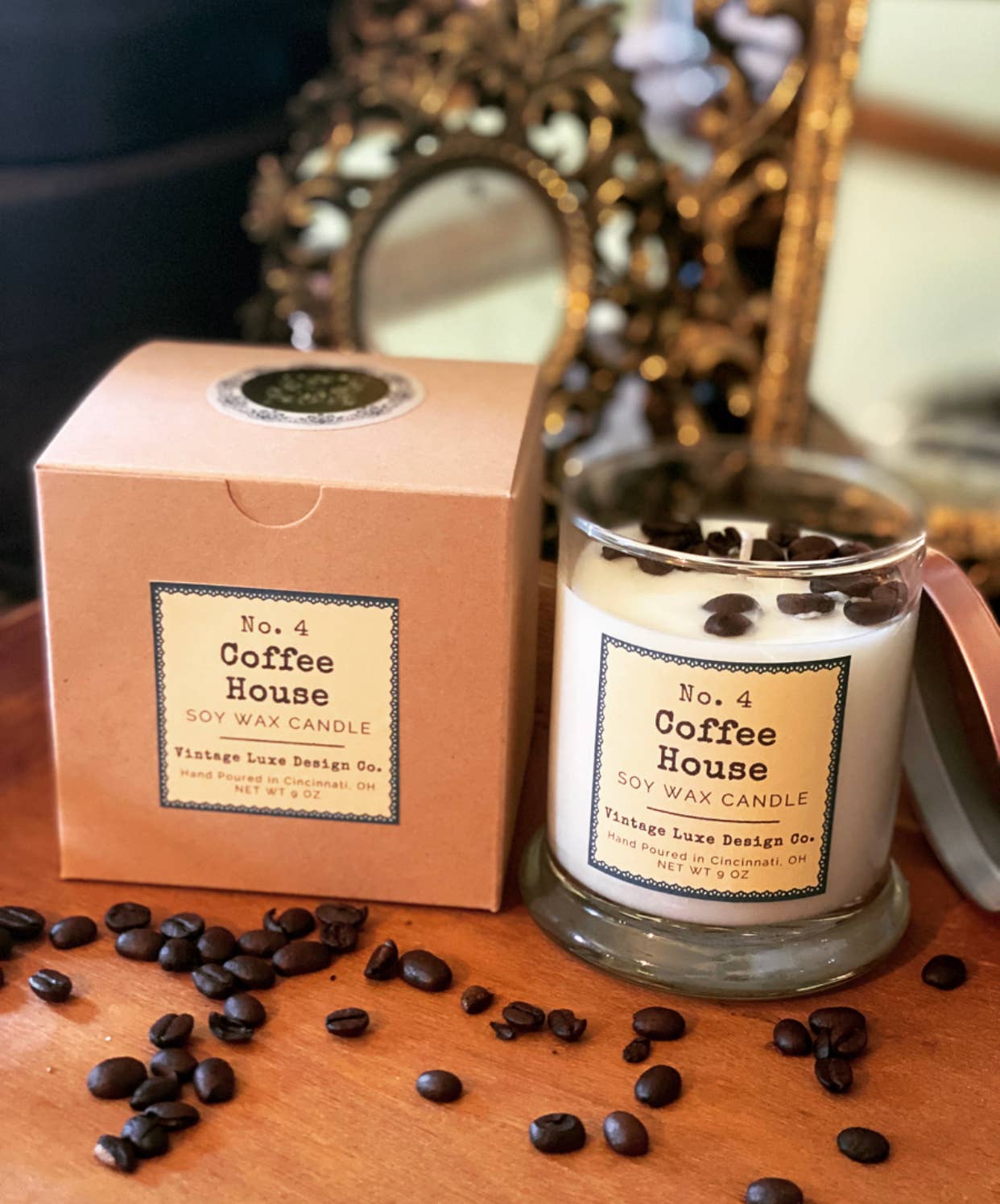 Vintage Luxe Design Co. - Wholesale Jar/Filled Candle - Coffee House 9 Oz. Soy Wax Candle * Vintage Luxury4