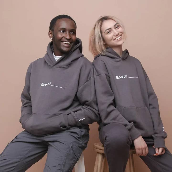 Charcoal Black Premium God of __ Hoodie for wholesale on Faire4