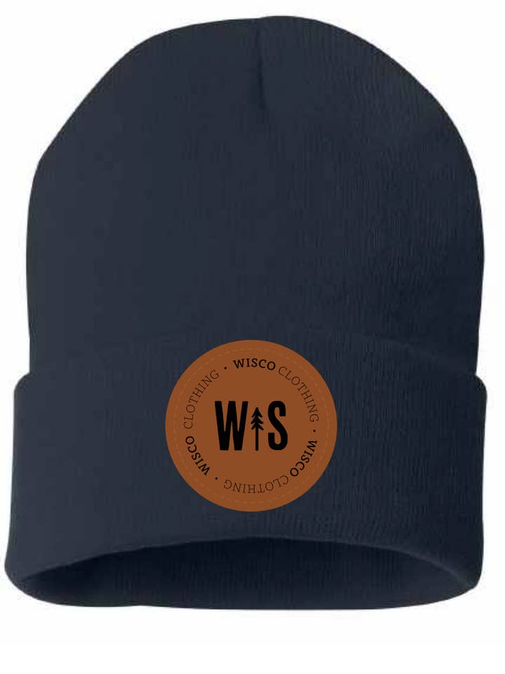Unisex Navy Beanie for wholesale by Wisco Clothing Co.