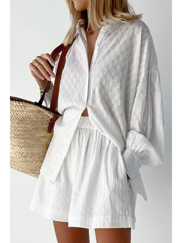 Miss Sparkling – wholesale Top & short set (NOT loungewear) – Women’s –  Two-Piece Shorts Set - Long Sleeve Top0