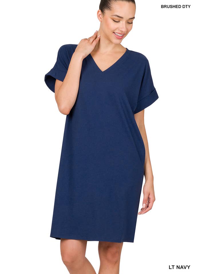 42POPS - Wholesale Dress - Women's - ...SI-27348 Brushed Dty Side pocket Dress