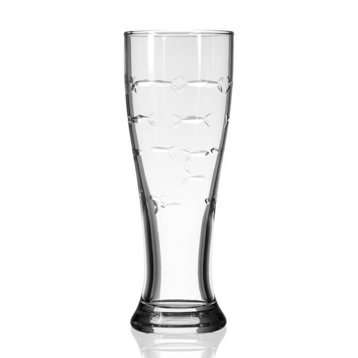 School of Fish Beer Pilsner Glass 16oz for wholesale by Rolf Glass