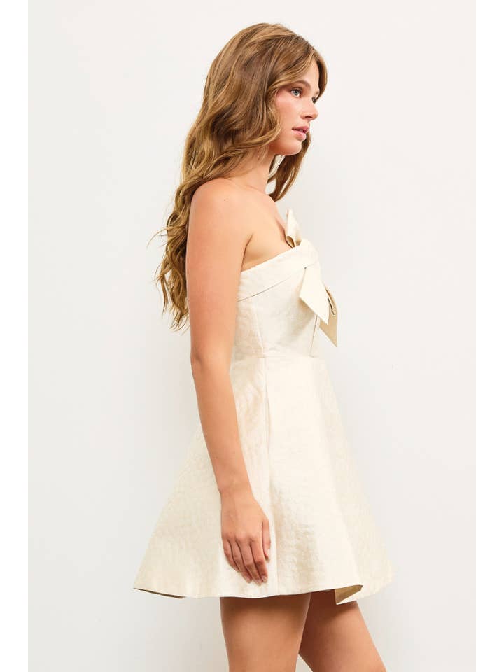 Mustard Seed - Wholesale Dress - Women's - TIE DETAILED EMBO DIZZY FLORAL ONE SHOULDER DRESS
