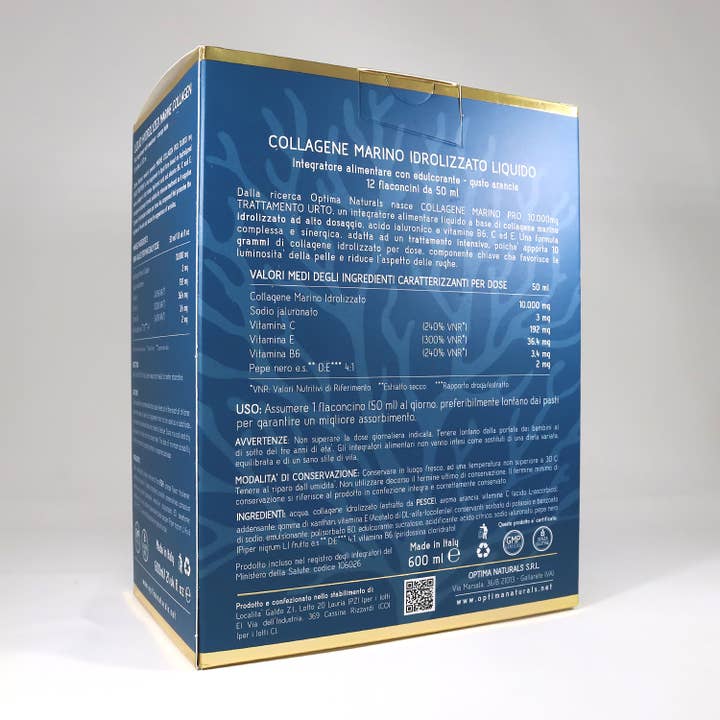 OPTIMA NATURALS - Wholesale Oral Supplement/Vitamin - Marine Collagen, PRO 10,000mg - 12 bottles of 50ml