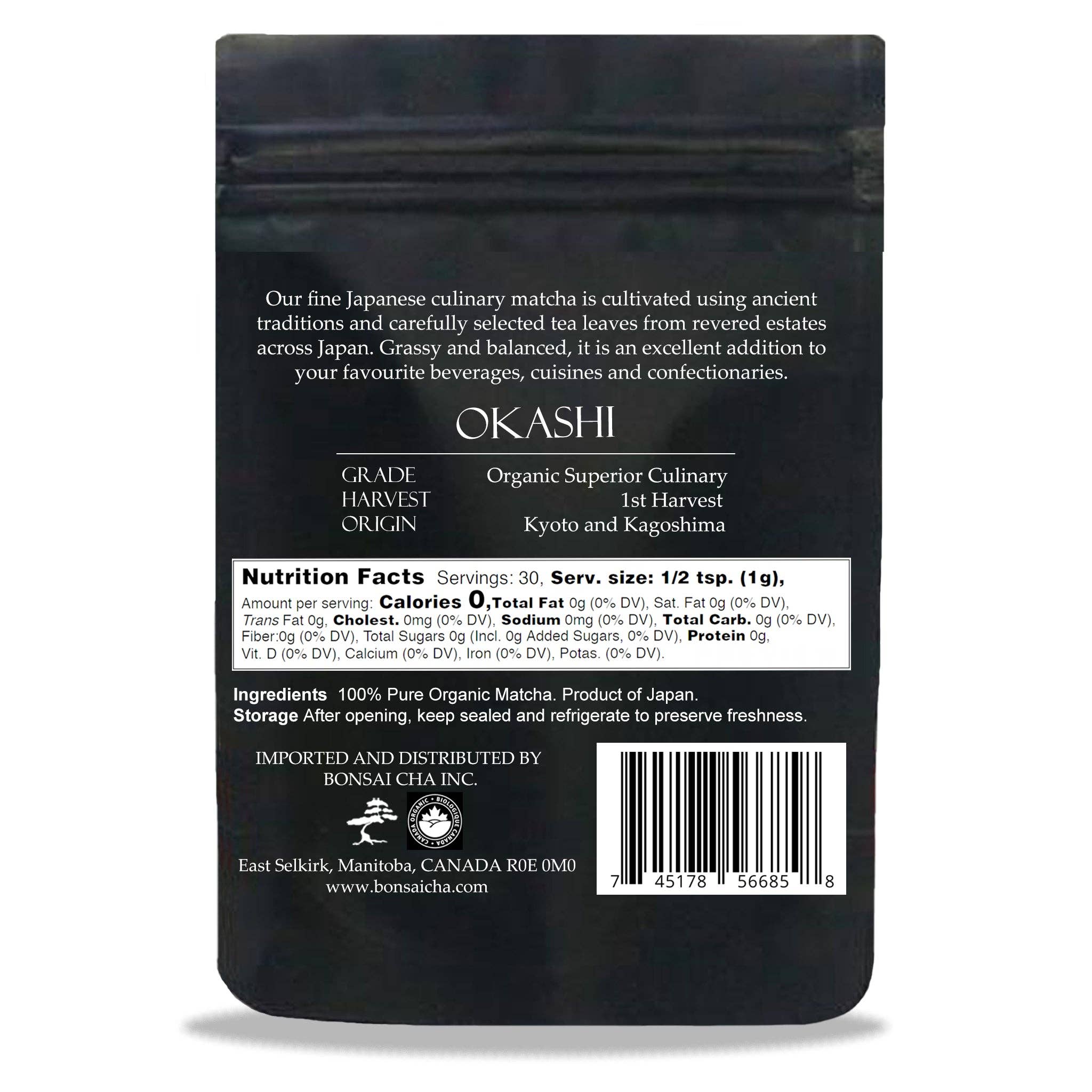 Bonsai Cha - Wholesale Health/Detox Tea - Okashi Superior Culinary Grade Matcha Green Tea1