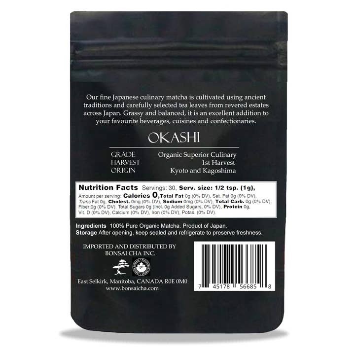 Bonsai Cha - Wholesale Health/Detox Tea - Okashi Superior Culinary Grade Matcha Green Tea1