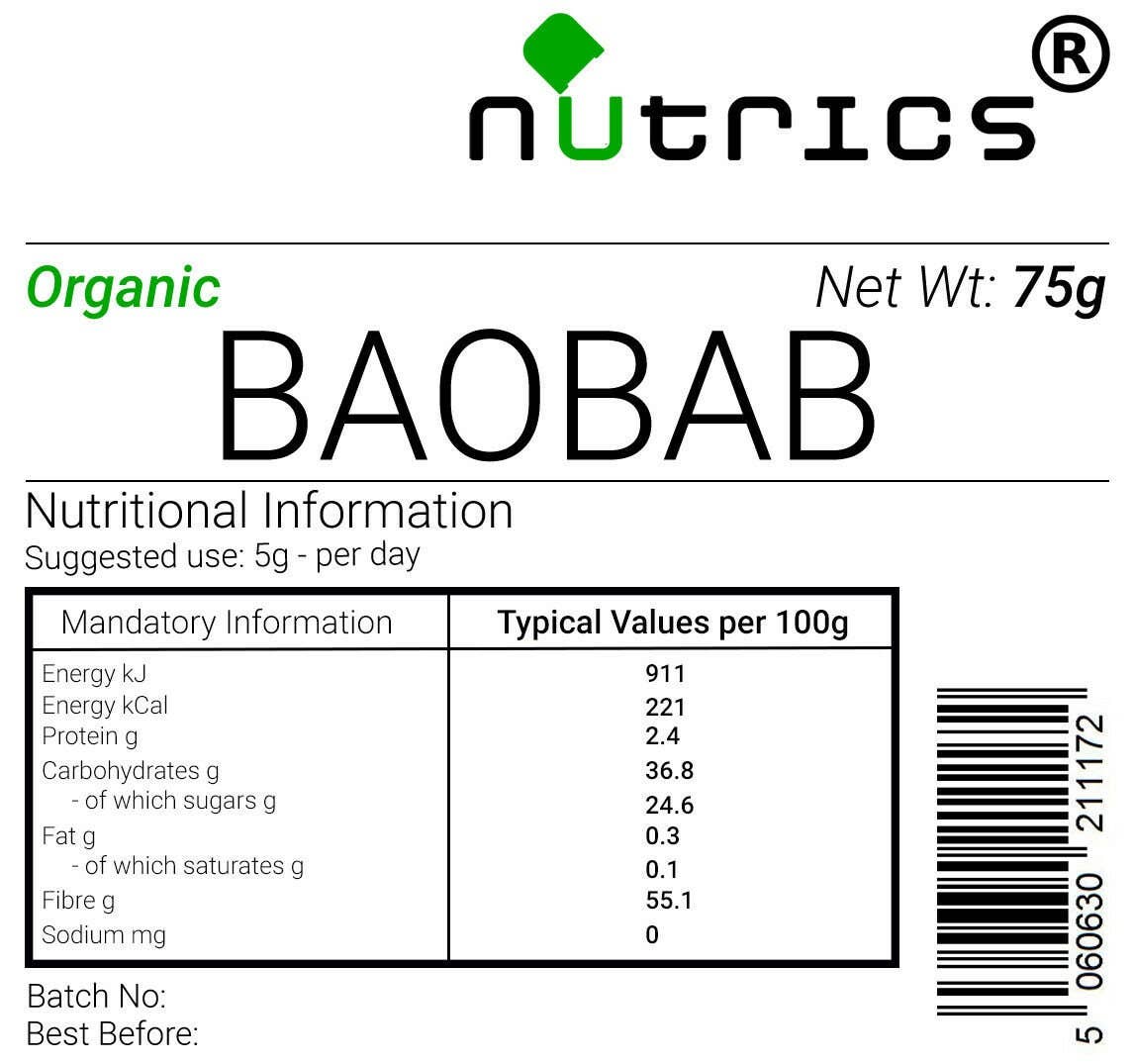 NUTRICS SUPERFOOD – wholesale Protein/superfood powder – Nutrics® 100% Pure Organic Baobab Fruit Powder1