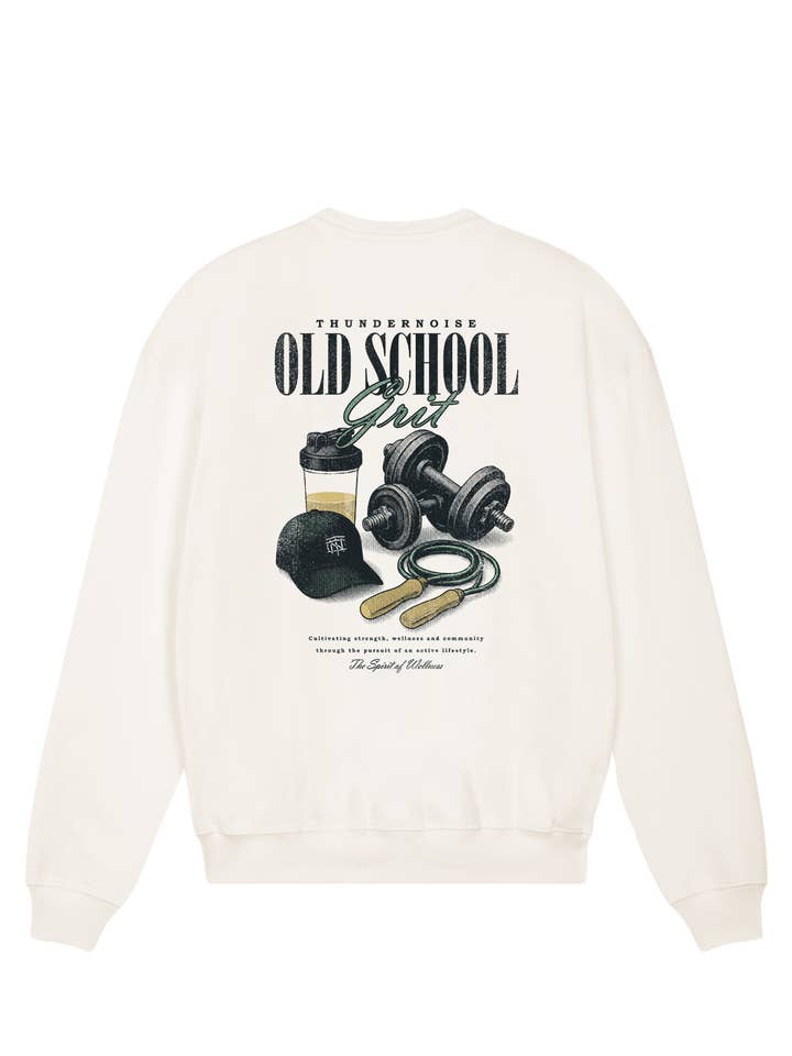 Crewneck Oversize Old School Grit - Blanc Cassé pour la vente par Thundernoise