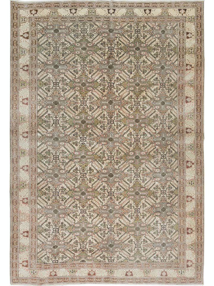 Alfombra turca hecha a mano de 6.3 x 9.4 pies, alfombra floral vintage para venta al por mayor de Rug Specialist LLC.