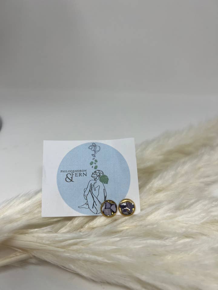 Micro Plastic Stud Earrings for wholesale by Philodendron and Fern Co.