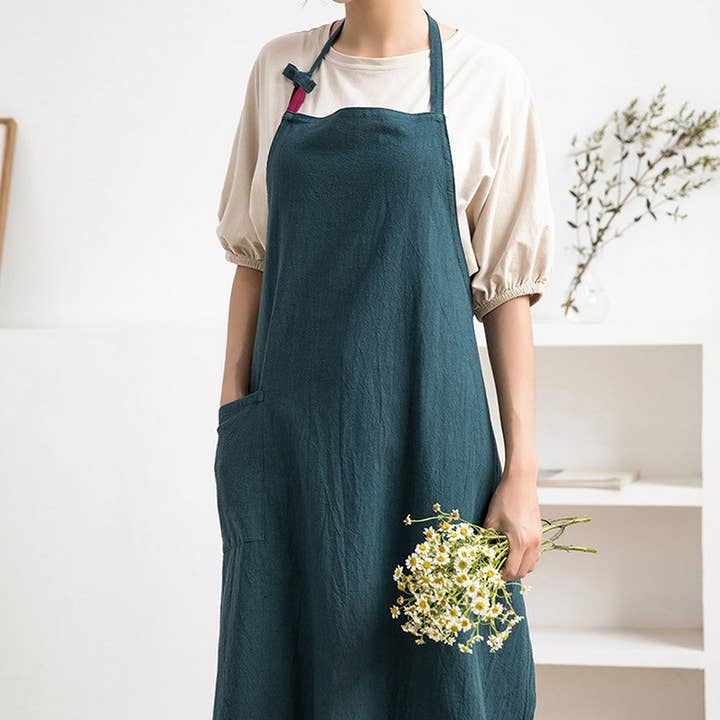 NINEXIS - Wholesale Apron - CWAB3991_COTTON AND LINEN SOLID COLOR ANTI-FOULING APRON9
