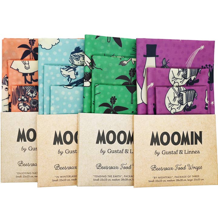 Gustaf och Linnea - Venta al por mayor Bolsa/envoltorio de alimentos - Moomin por G&L - Paño de cera de abejas "Disfrutando de la naturaleza" Paquete de tres4