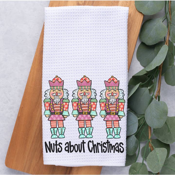 Nutcracker Christmas Waffle Weave Kitchen Dish Towel for wholesale by Painted Skies