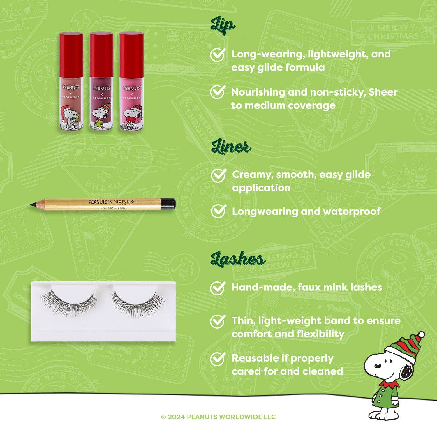 Profusion Cosmetics - Vente Kit de maquillage - Ensemble de Maquillage Vanity Joyeux Noël Charlie Brown Peanuts10