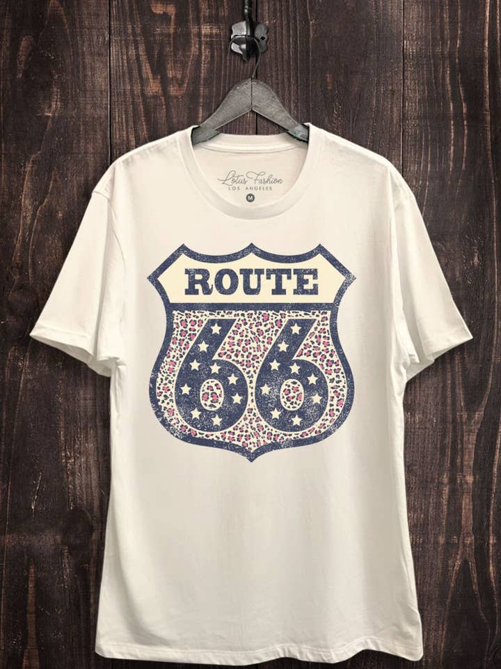 Route 66 Graphic Top for wholesale by Lotus Fashion Collection