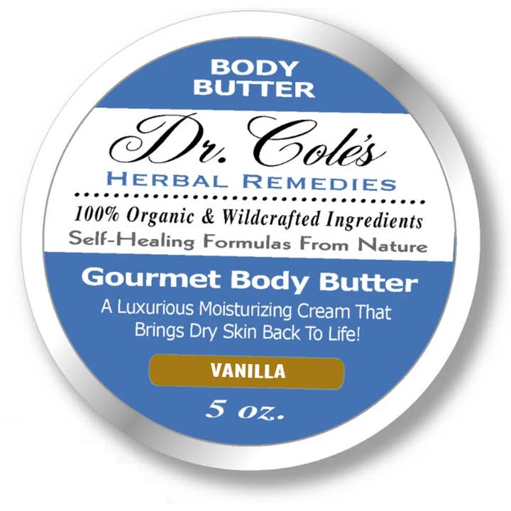 Dr. Cole's Gourmet Body Butter - VANILLA 5 oz SixPak for wholesale by Dr. Cole's Herbal Remedies