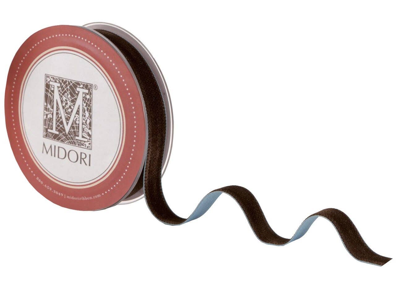 MIDORI Inc. - Wholesale Ribbon - Gift Wrapping - Velvet Satin - Chocolate Velvet/Blue Satin2