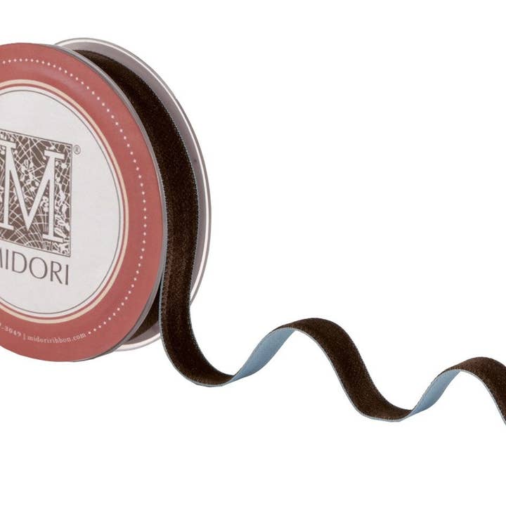 MIDORI Inc. - Wholesale Ribbon - Gift Wrapping - Velvet Satin - Chocolate Velvet/Blue Satin2