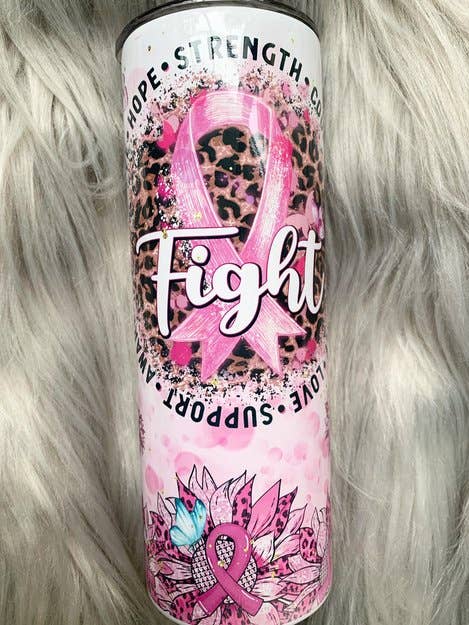 FIGHT BREAST CANCER PINK RIBBON TUMBLER 20OZ SKINNY for wholesale by Frugal Fashionista By Toni