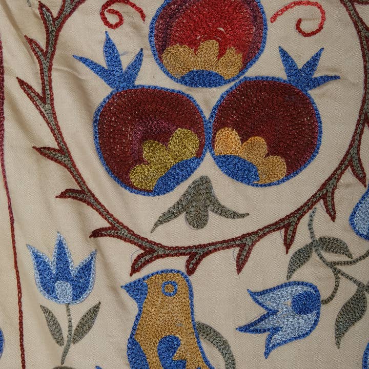 Vintage Pillows Store – wholesale Table runner – Handmade Bird Pictorial Suzani Table Runner, Embroidery7