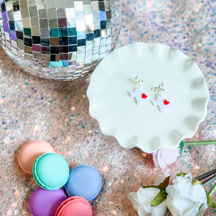 Texas Earrings | Lightweight Clay | Red Heart for wholesale by Nelly Rose Jewelry