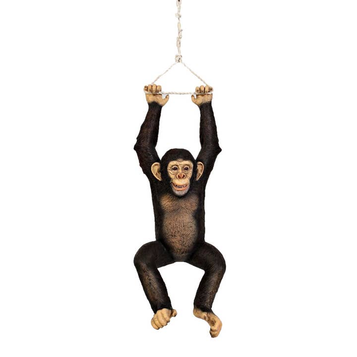 Monkey Chimpanzee Hanging On Rope Life Size Statue for wholesale by LM Treasures