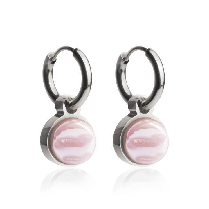 Orecchini a cerchio Mix & Match con pendente • argento/rosa sabbia • 12 mm per la vendita all'ingrosso da parte di ALEXASCHA