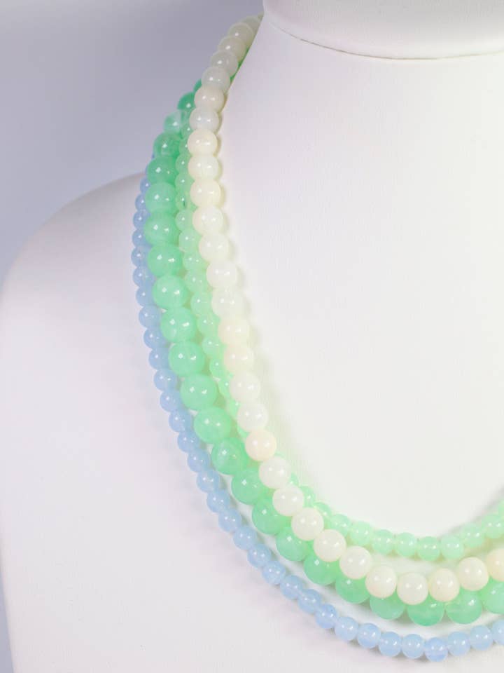 Amherst Beaded Layered Necklace Blue Multi for wholesale by Caroline Hill