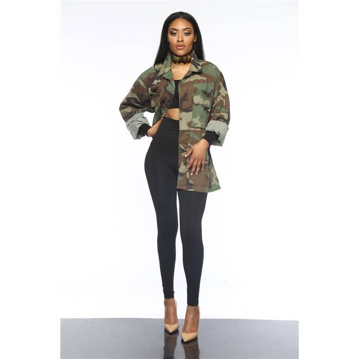 SAME AS THE PICTURE Camouflage Single Breasted Long Sleeve Jacket for wholesale on Faire5