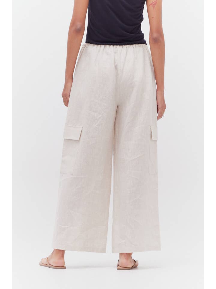 Grade & Gather - Wholesale Pants - Women's - 50520LN - LINEN CARGO PANTS