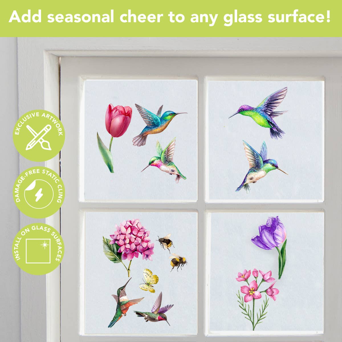 Briarwood Lane - Wholesale Wall Decal/Stickers - Springtime Hummingbirds Window Clings2