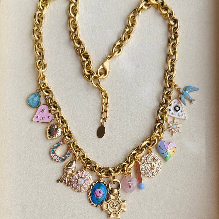 Luck & Love Vintage Charm Necklace for wholesale by Vivian Grace Jewelry