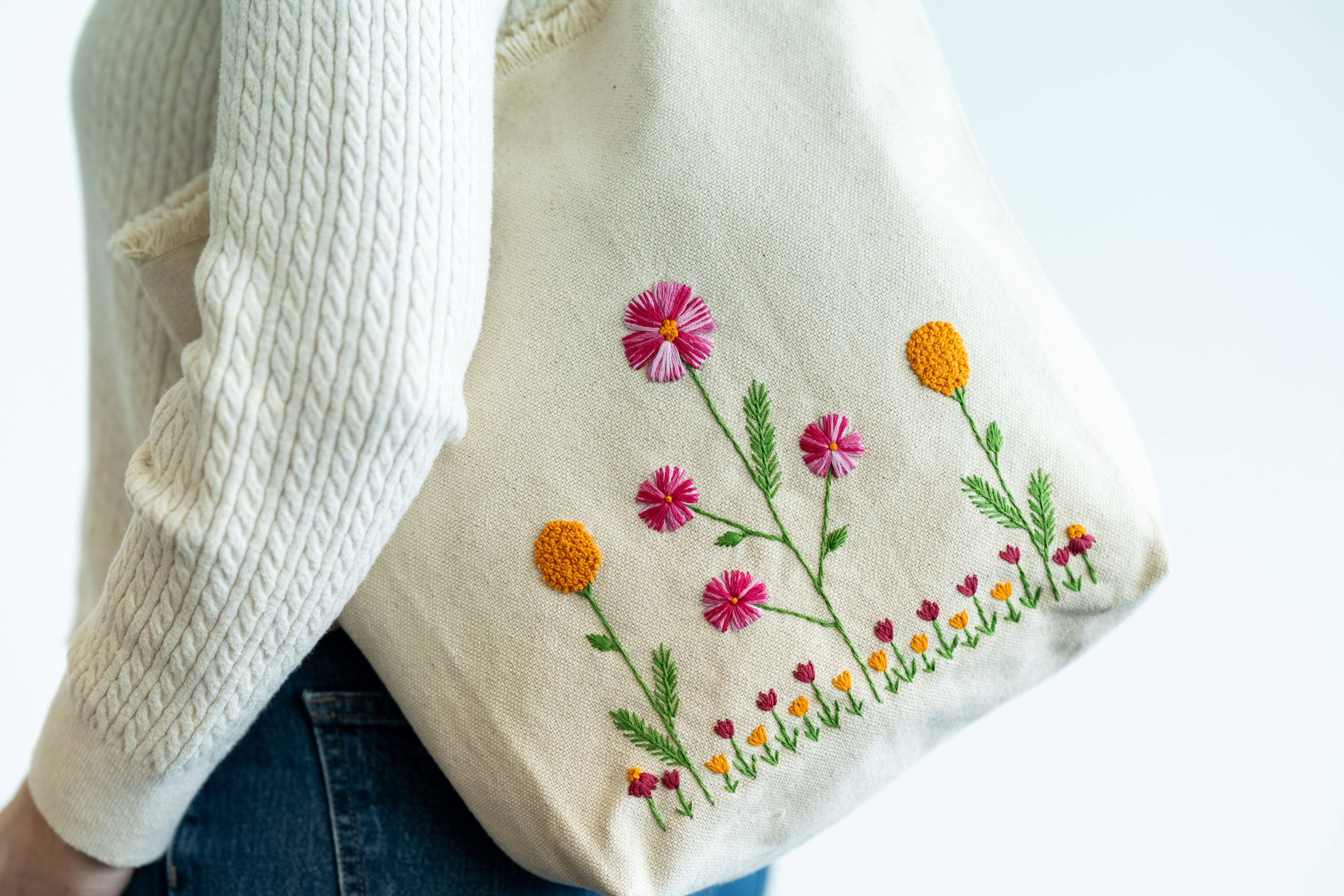 Aasha Collective - Wholesale Tote Bag - Women's - Wistful Wildflowers Everyday Tote in Natural4