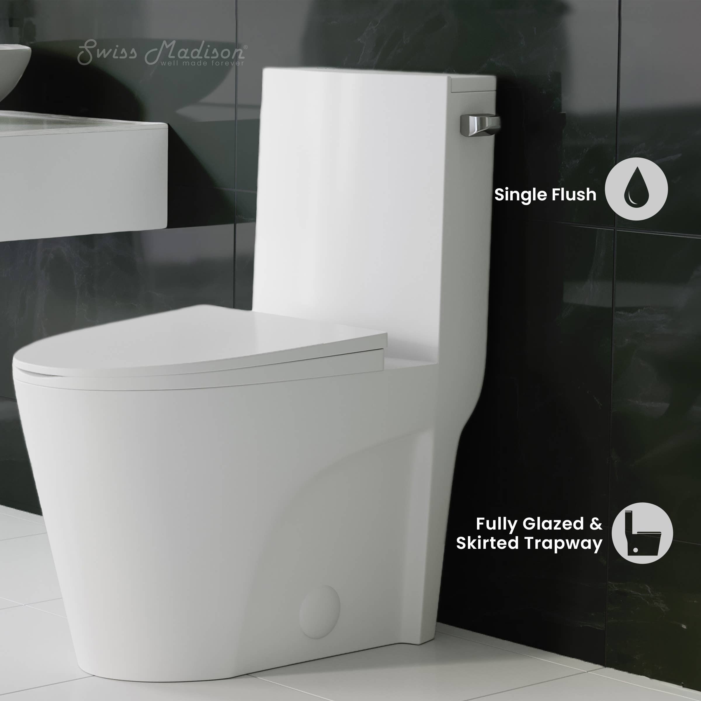 Swiss Madison - Wholesale  - St. Tropez 1-Piece 10" Rough-in Elongated Toilet White2
