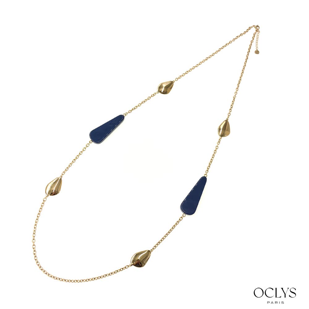 Oclys - Wholesale Y-Neck/Lariat Necklace - Utali long necklace in gold-plated stainless steel resin1