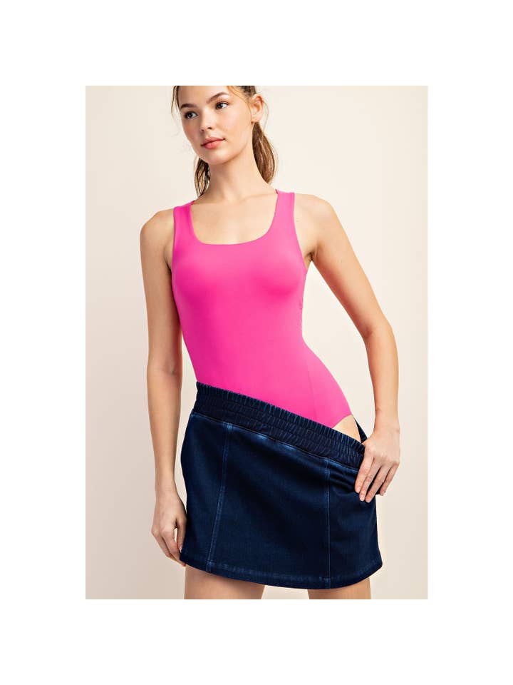 Rae Mode - Wholesale Bodysuit - Women's - PLUS SIZE RECYCLED BUTTER SLEEVELESS BODYSUIT