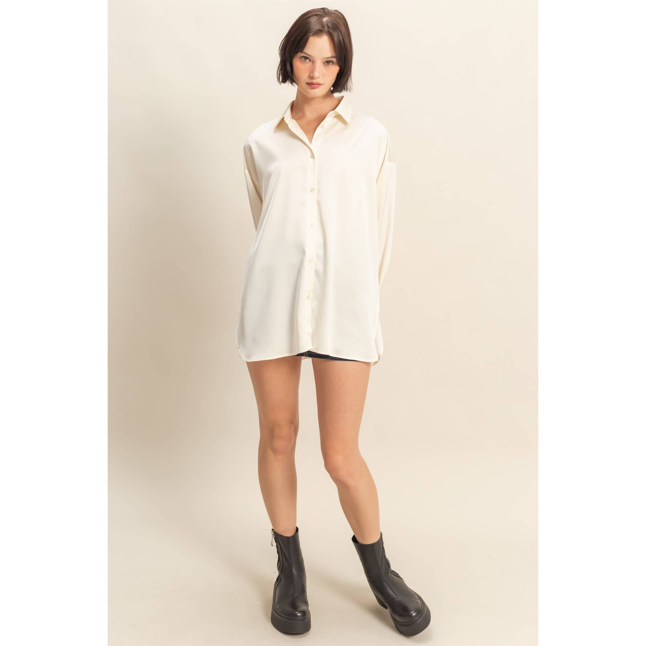 HYFVE - Venta al por mayor Blusa - Mujer - Camisa de satén de manga larga y corte holgado33